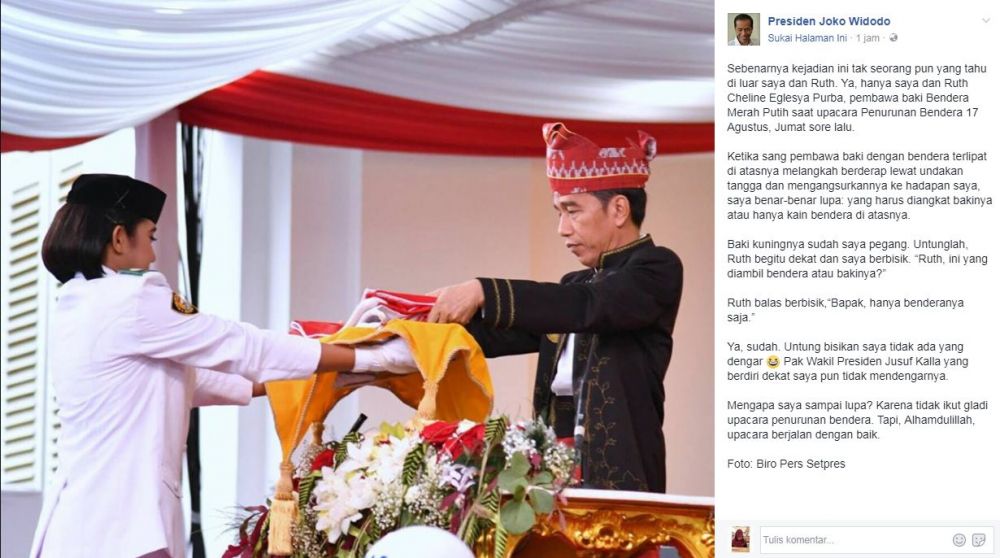 Curhat lucu Jokowi di balik penyerahan bendera pusaka, nggak nyangka