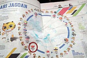 Surat kabar Malaysia juga muat bendera Indonesia terbalik, duh!