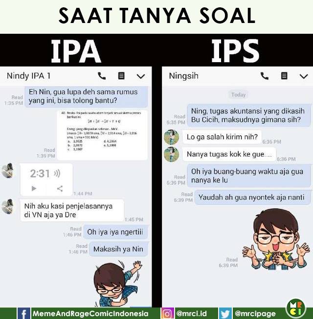  Perbedaan obrolan chat anak IPA dan IPS ini ingatkan kamu masa SMA