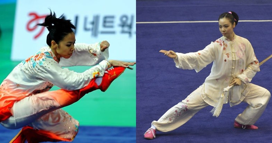 7 Foto aksi garang si cantik Lindswell Kwok saat bermain wushu