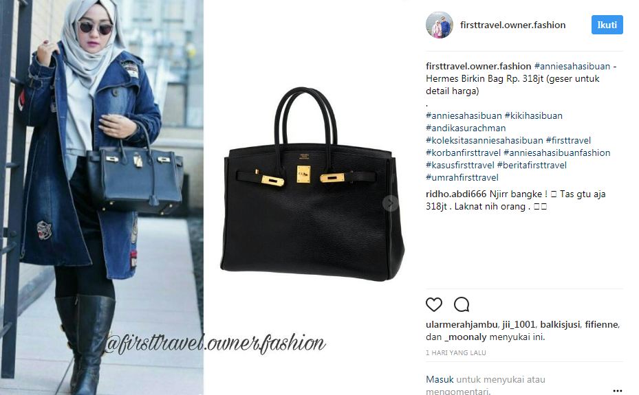 Harga 10 tas Anniesa Hasibuan, bos First Travel yang terciduk polisi