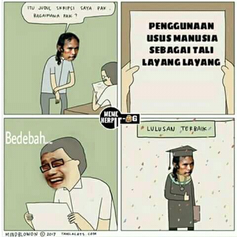 Judul nyeleneh bila 4 tokoh meme ngajuin proposal skripsi, ngakak deh!