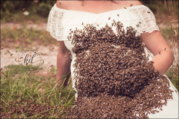 Berfoto dengan 20 ribu lebah, 5 aksi ibu hamil ini bikin merinding