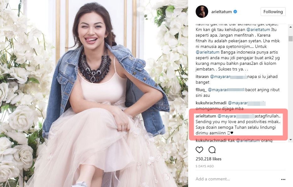 Disebut pelacur, jawaban Ariel Tatum ini bikin warganet terkesima
