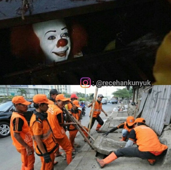 12 Foto editan kocak badut Pennywise, bikin seremnya hilang