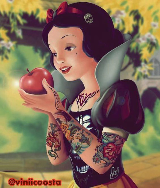 Begini jadinya jika 10 putri Disney punya tato, penampilannya sangar