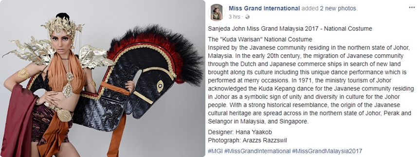 Heboh kostum Miss Grand Malaysia pakai kuda lumping, klaim lagi?