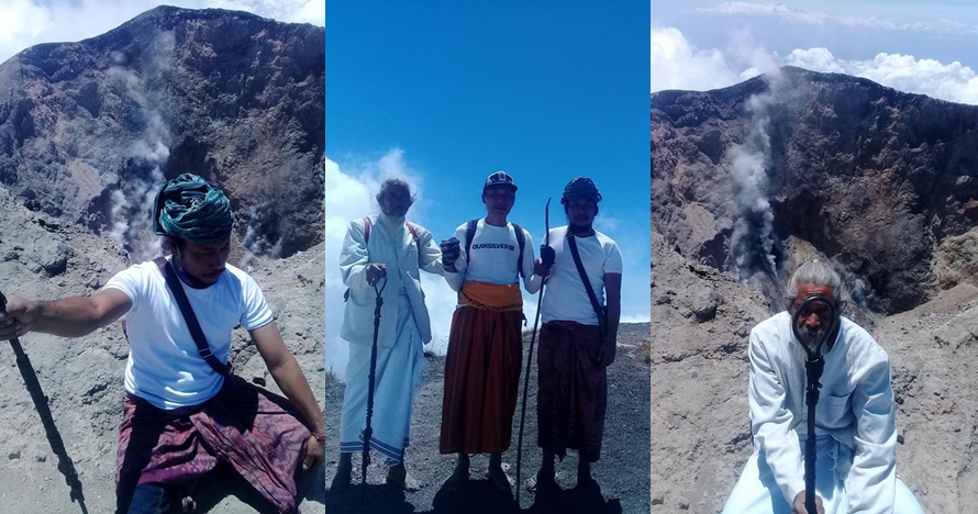 Gunung Agung berstatus awas, 3 orang nekat mendaki puncak & rekam ini