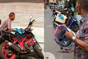 Tak hanya menjaga motor, aksi tukang parkir ini tuai pujian warganet