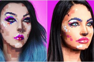 Pixel makeup, tren riasan wajah yang nyentrik banget