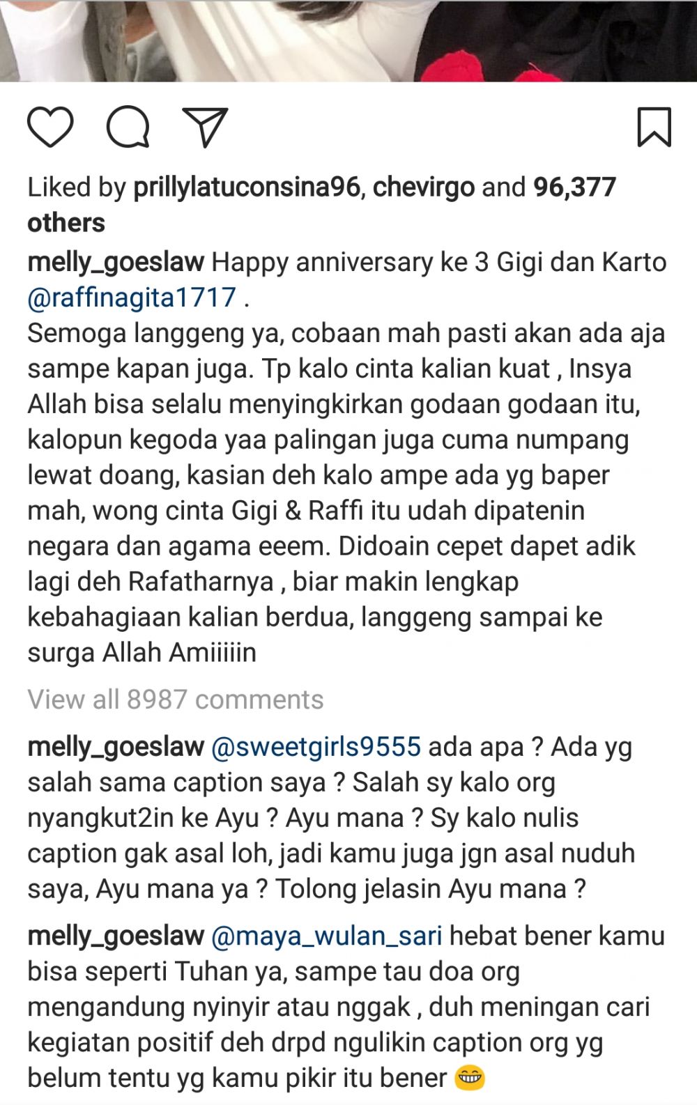 Dituduh sindir Ayu penggoda rumah tangga Raffi-Gigi, ini jawaban Melly