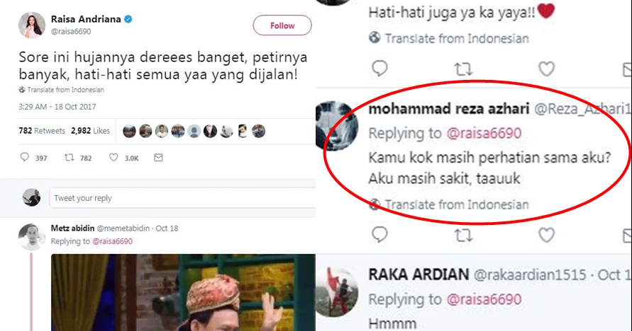 10 Kicauan baper gara-gara tweet Raisa 'hati-hati hujan deres banget'