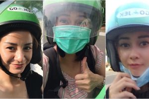 Gaya 10 artis cantik saat naik ojek online, sederhana namun menawan