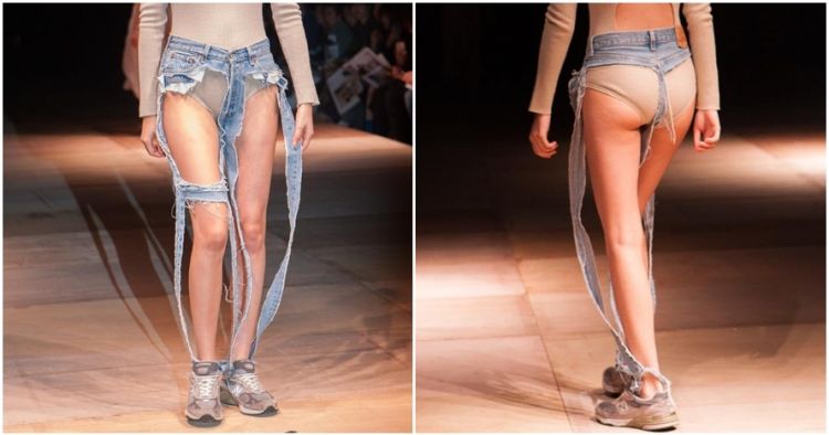 Thong jeans, celana denim sobek di Tokyo Fashion Week yang bikin syok