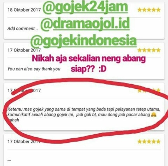 15 Penilaian pelanggan untuk driver ojol ini aneh-aneh aja