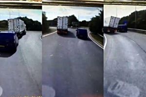 Dashcam rekam mobil malang yang tertimpa truk kontainer di jalan raya