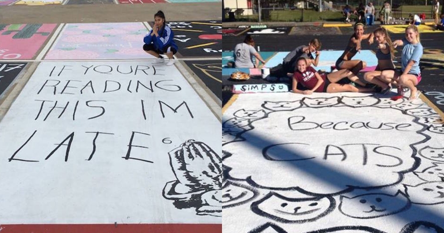 10 Lukisan siswa SMA ini pakai lahan parkir sebagai kanvas, kreatif