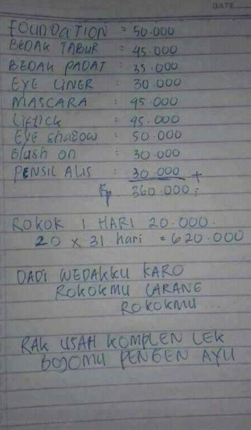 Curhat istri soal biaya makeup vs rokok ini makjleb sekaligus kocak