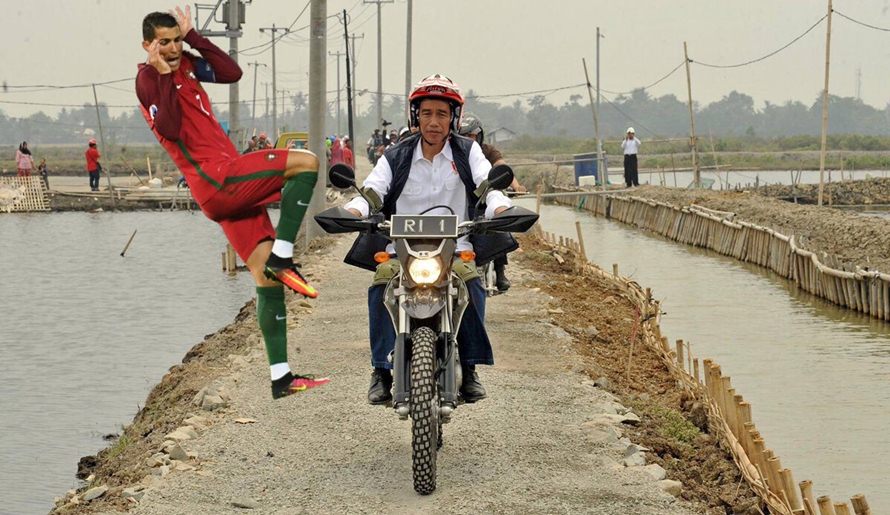 9 Foto editan Jokowi naik motor trail di Bekasi ini kocak abis