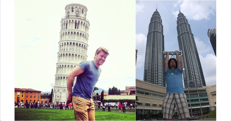 10 Gaya orang berfoto di bangunan ikonik ini gokilnya kebangetan