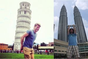 10 Gaya orang berfoto di bangunan ikonik ini gokilnya kebangetan