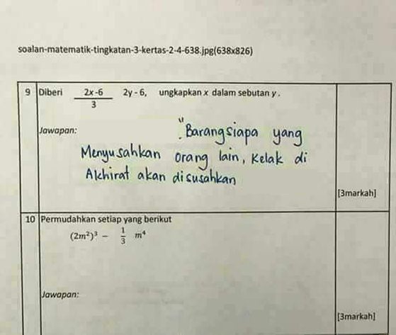 9 Jawaban Bijaksana Siswa Saat Kerjakan Soal Ini Ngocol Abis