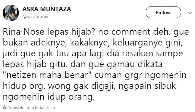 9 Kicauan bijak semangati Rina Nose setelah melepas hijab