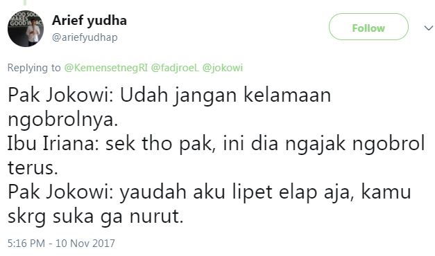 5 Obrolan imajiner warganet soal Jokowi lirik Iriana ini kocak parah