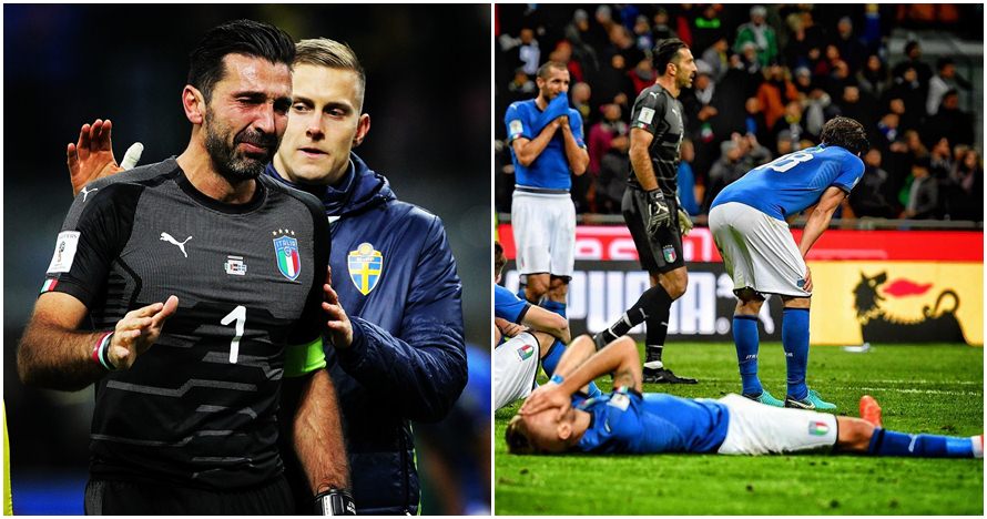 8 Potret kesedihan pemain Italia setelah gagal lolos Piala Dunia 2018