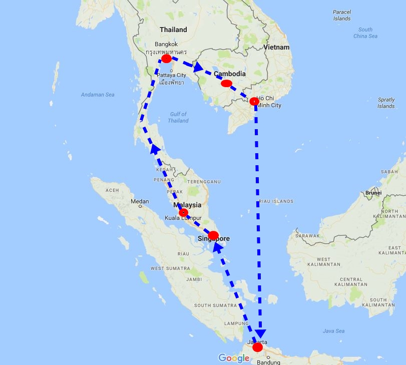 Cuma dengan Rp 5 juta keliling Asia Tenggara daratan dalam seminggu