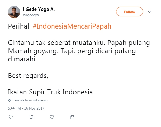 Selain kocak, 12 cuitan 'Indonesia mencari papah' ini mak jleb banget