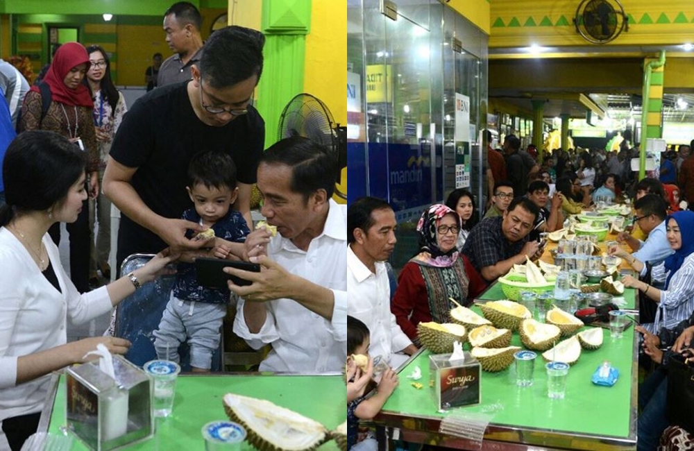 Momen kekompakan Jan Ethes makan durian bareng sang kakek Jokowi
