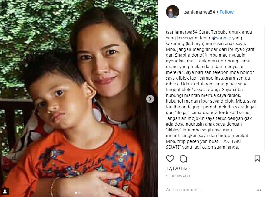 Demi ketemu anak, Tsania Marwa bikin surat terbuka buat Vonny Cornelia