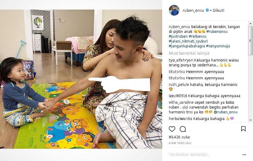Foto kerokannya dikomentarin tak sesuai, balasan Ruben Onsu nampol
