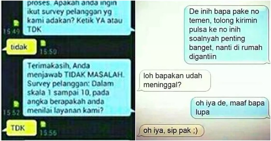 10 Jawaban pesan singkat ini bikin kamu ngakak cekikikan
