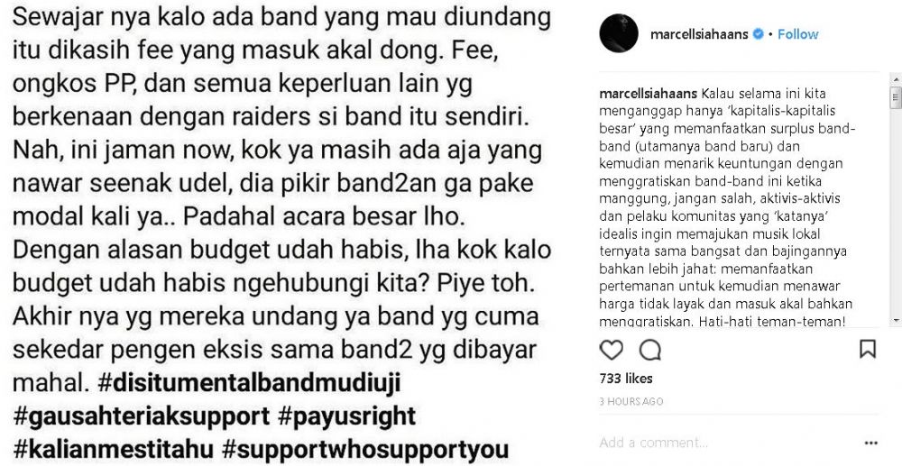 Dibayar harga teman, Marcell Siahaan ungkapkan curhatannya di medsos