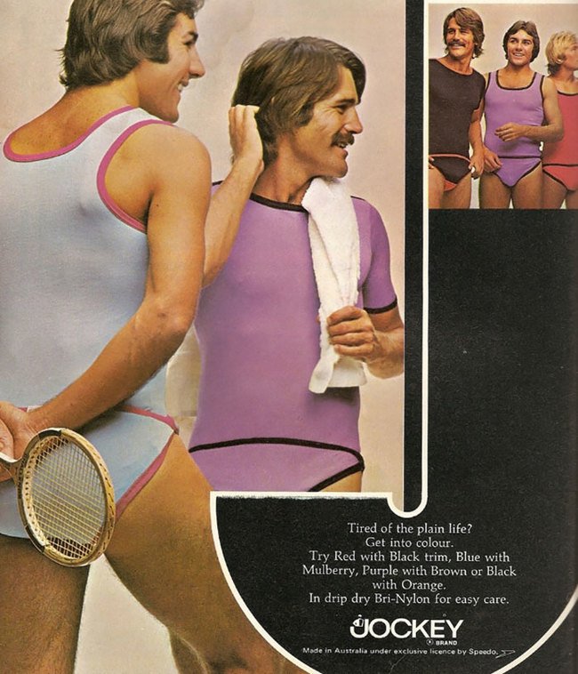 13 Iklan fashion cowok 70-an ini meriah banget, posenya bikin geli