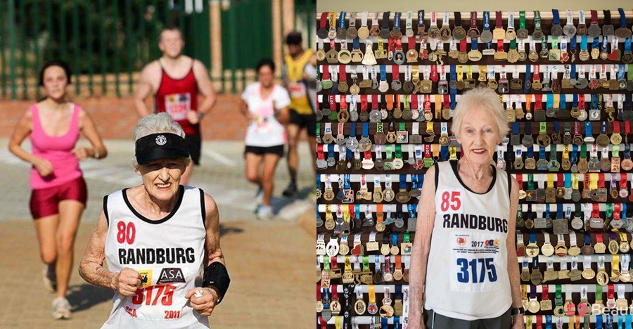 Nenek ini perkasa sekali, usia 85 tahun masih ikut lomba maraton