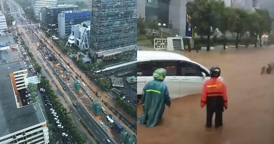 Banjir Jakarta ini parah banget, Jalan Rasuna Said mirip sungai