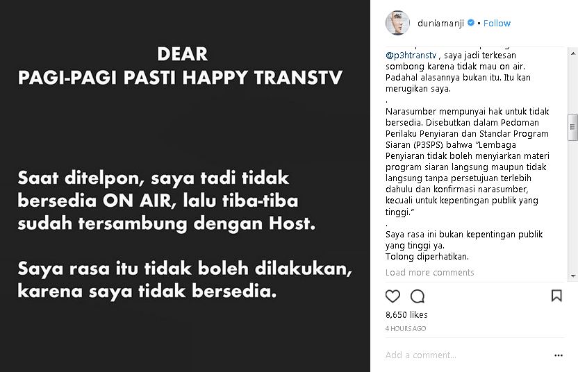 Telepon disambungkan secara langsung, Anji eks Drive protes di medsos