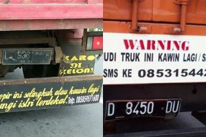 5 Tulisan kocak di truk ini bikin si sopir nggak berani lirik cewek