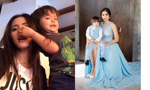 Beda gaya anggota girl squad saat momong anak, hot mom