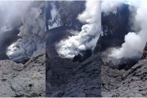 Aksi pria rekam puncak Gunung Agung dari dekat ini bikin geleng-geleng
