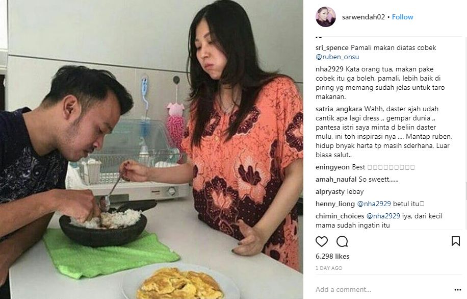 Ruben Onsu dan Sarwendah makan pakai cobek, warganet ingatkan pamali