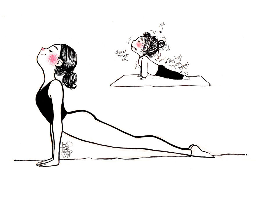 15 Ilustrasi ekspektasi vs realita cewek ketika yoga in bikin ngakak