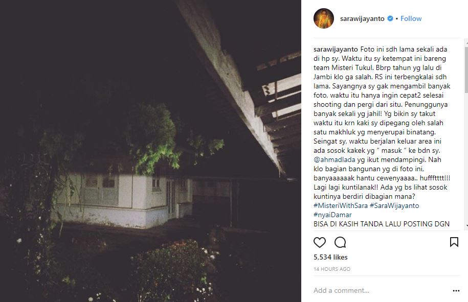 Sara Wijayanto bilang ada kuntilanak di foto ini, kamu bisa lihat?