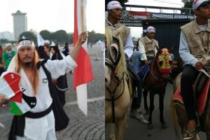 10 Pemandangan unik dari aksi bela Palestina di Monas