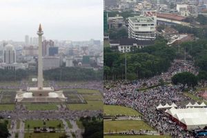 5 Foto diambil dari udara aksi bela Palestina di Monas