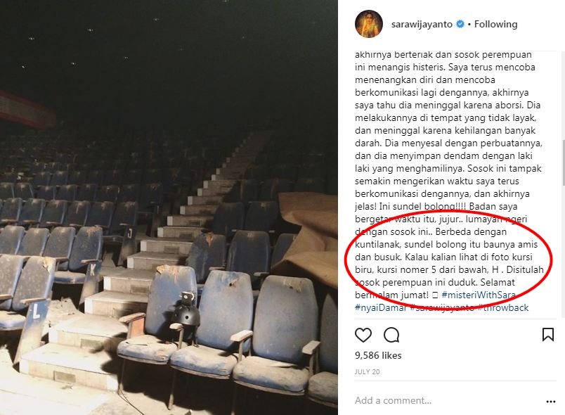 8 Postingan serem Sara Wijayanto, bikin penasaran pengen lihat hantu