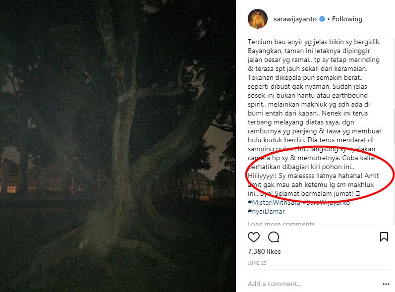 8 Postingan serem Sara Wijayanto, bikin penasaran pengen lihat hantu